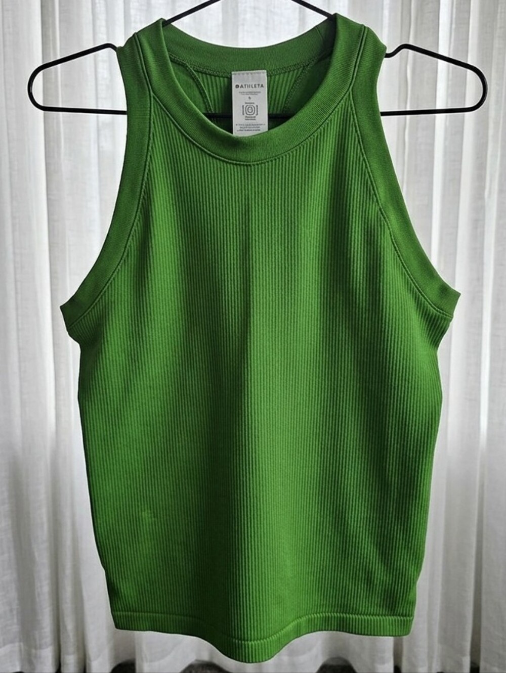Athleta Kelly Green Ribbed High-Neck Tank